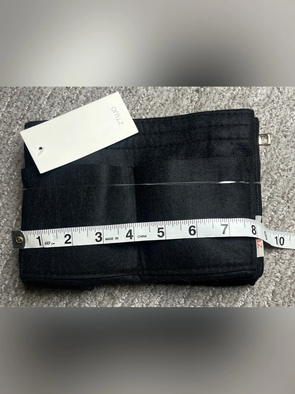 Purse Organizer Insert, Felt Bag Organizer with Metal Zipper Small. 2714/bb9-1